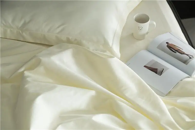 

4Pcs Cream White Beige Luxury 100S Egyptian Cotton Bedding Set Queen King size Bed sheet/linen set Soft Bedclothes Pillowcase
