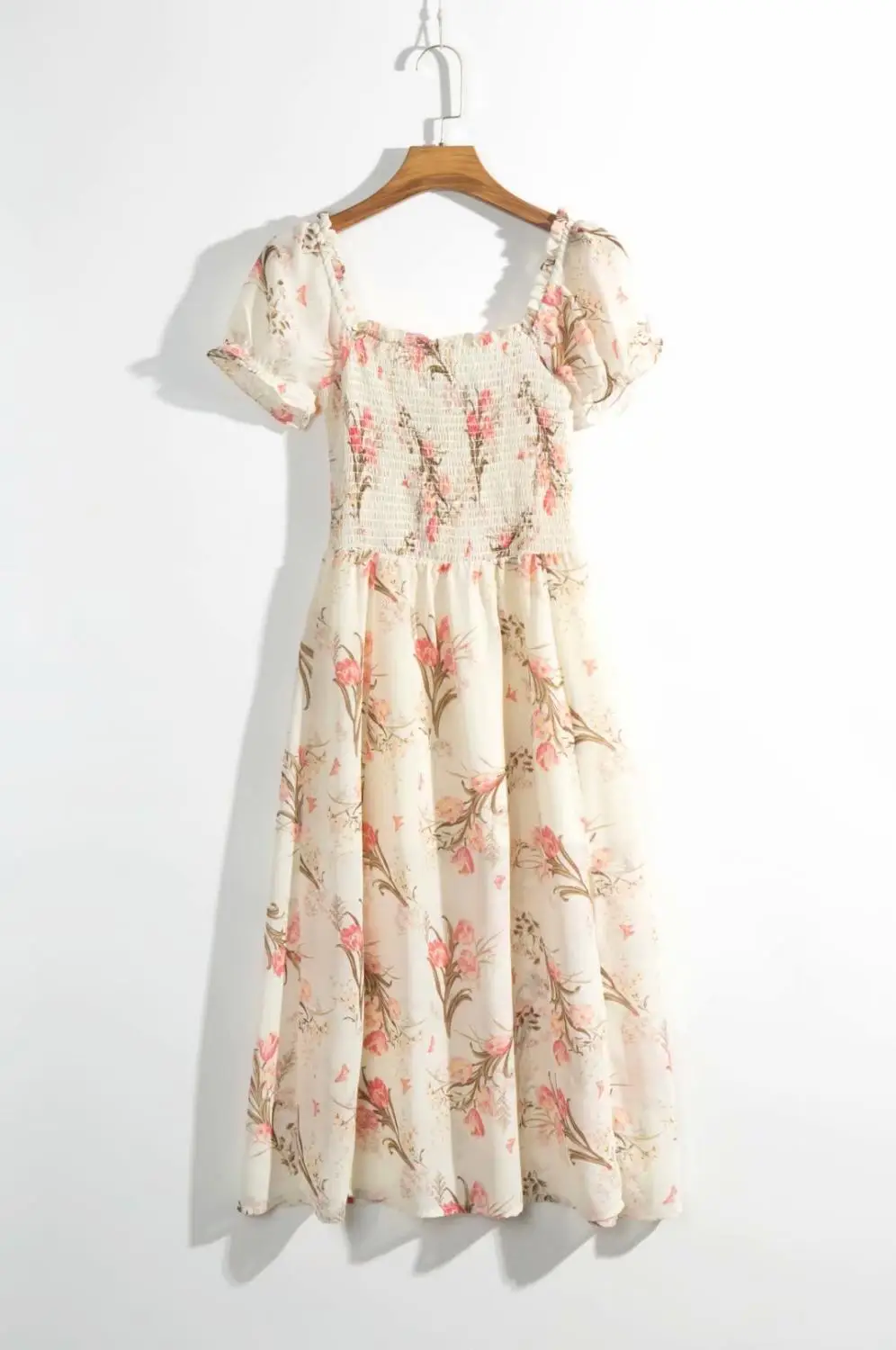 Винтажное летнее платье с разрезом от бедра квадратным вырезом женское тонкое