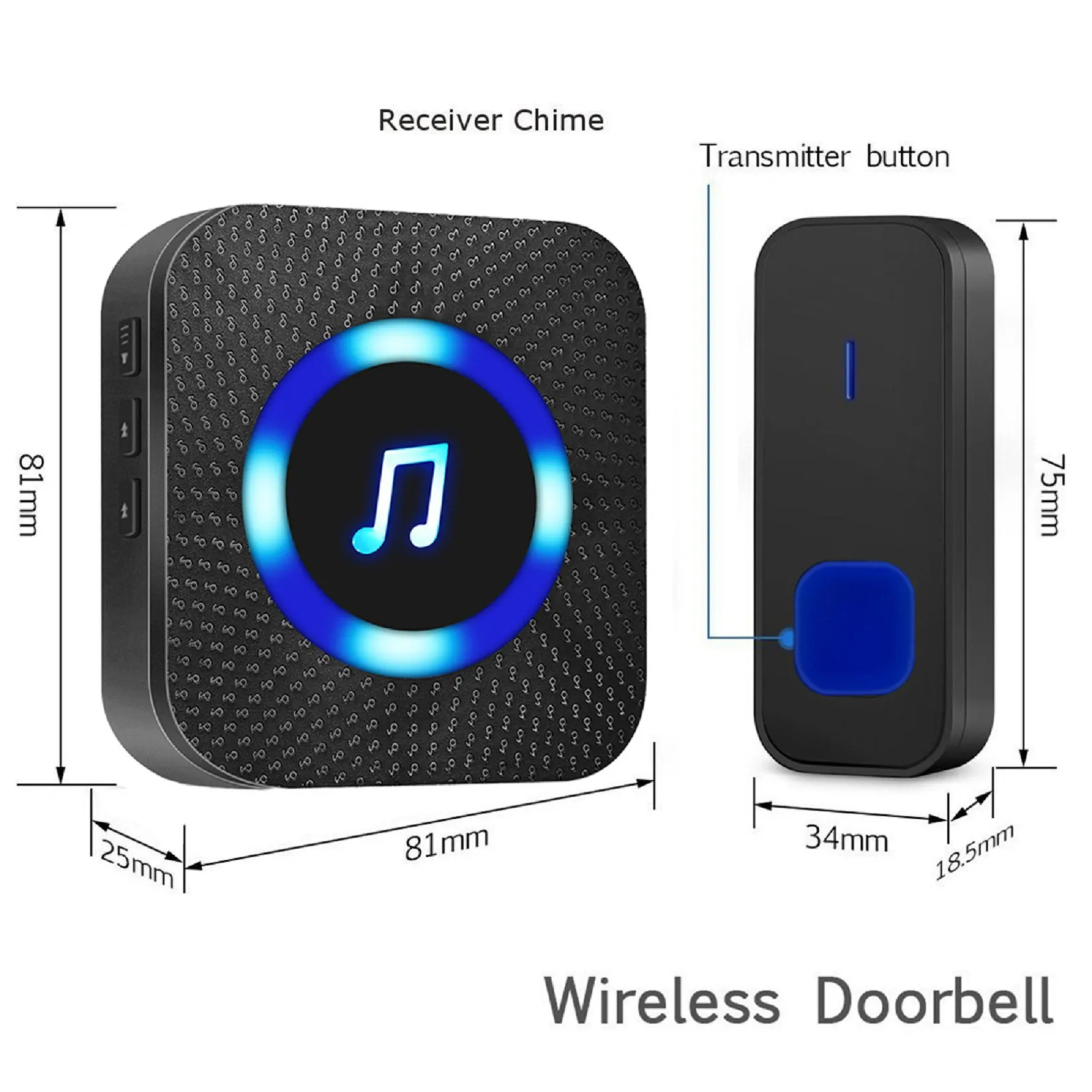 

Waterproof Wireless Door Bell 300M Long Wireless Distance Control 433Mhz Home Smart Doorbell button Receiver Battery Operated