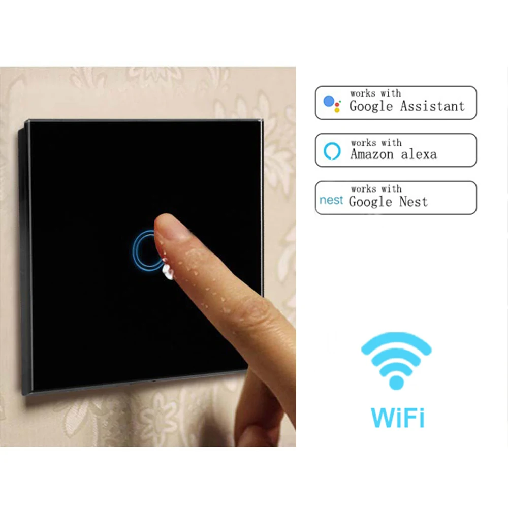 Европейский стандарт 1/2/3 клавиши 1 канал Wi Fi сенсорный выключатель умный