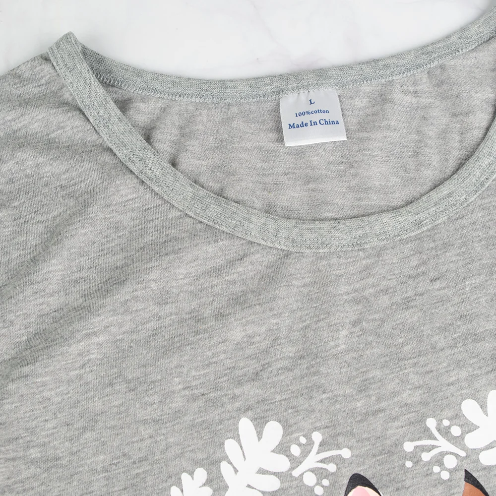 Пижама для женщин с длинным рукавом пижамный комплект мультяшная Хлопковая