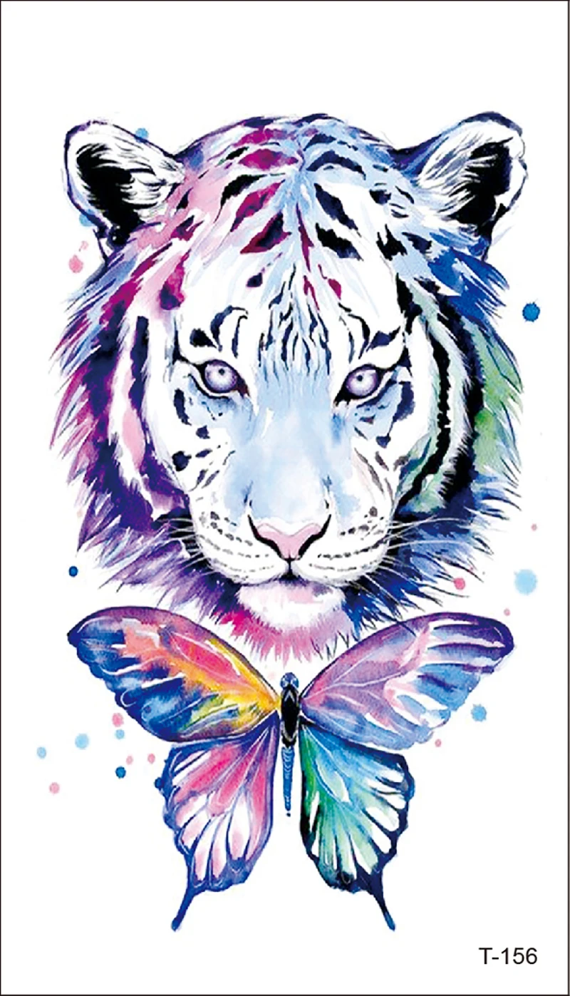Waterproof Temporary 3d Tattoos Sticker Colorful Watercolor Panda Fox Rabbit Fake Glitter Tattoo Flash Tatouage Temporaire Femme