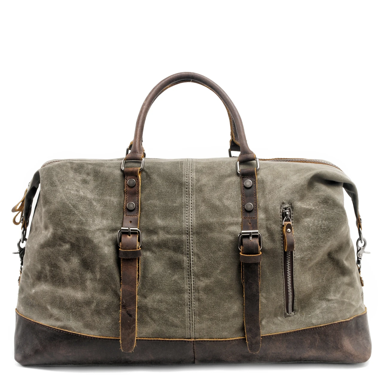 Men's travel large capacity canvas handbag waterproof cowhide oil wax canvas messenger luggage