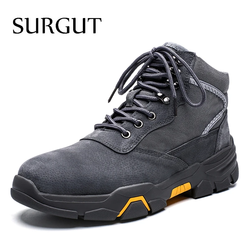 Мужские ботинки с плюшевой подкладкой SURGUT коричневые теплые мотоциклетные на