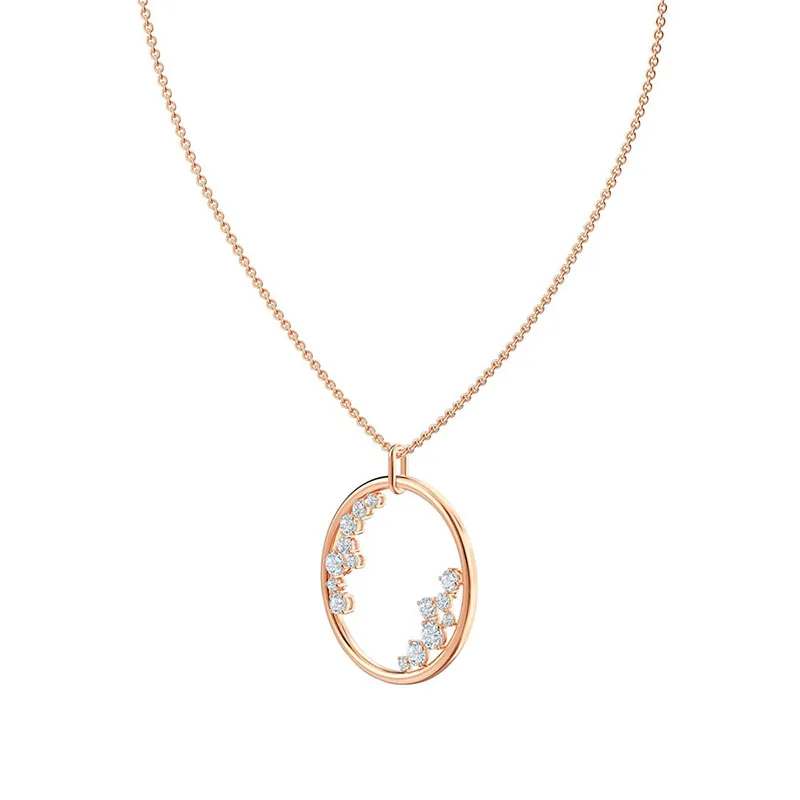 

SWA Fashion New Lucky NOORTH Pendant Shiny Crystal Rose Gold Elegant Lady Necklace Send Girlfriend Engagement Romantic Gift