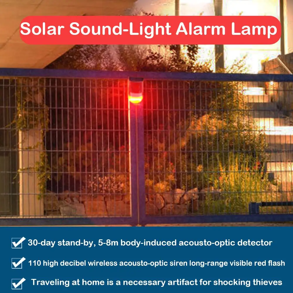 

Solar Light Powered Sound Alarm Strobe Light 6LED Flashing Motion Sensor Security Alarm System For Apartment Home Outdoor Farm