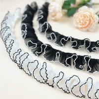 1yards pleated lace fabric applique collar ribbon wide 4cm lace trim sewing guipure crafts laces fabric for dress dentelle py 11