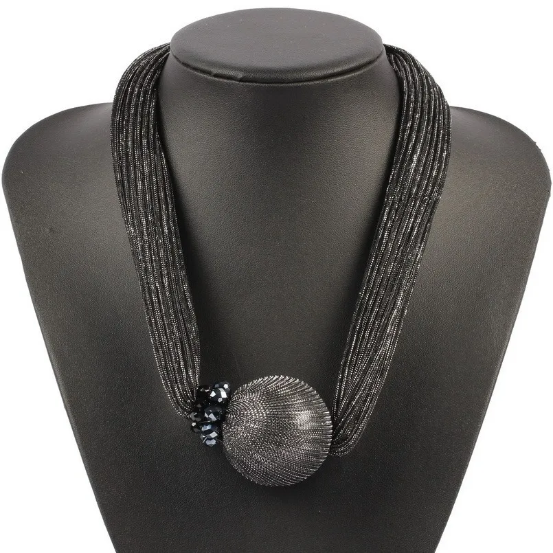 Big Bead Ball Pendant Silk Rope Chain Imitation Pearl Statement Necklace for Women New Crystal Collar Choker Jewelry | Украшения и