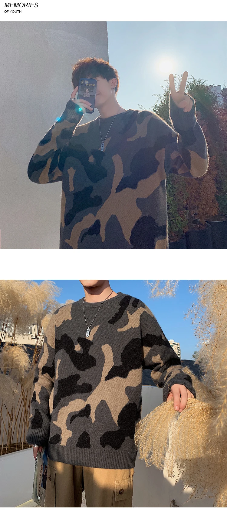 Новинка года; сезон осень-зима; двухцветный вязаный свитер с круглым вырезом; Толстый Пуловер для мужчин; цвет черный, хаки