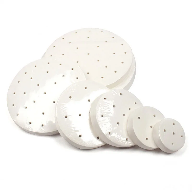 100 шт. перфорированная пергаментная круглая Бамбуковая Пароварка бумажные