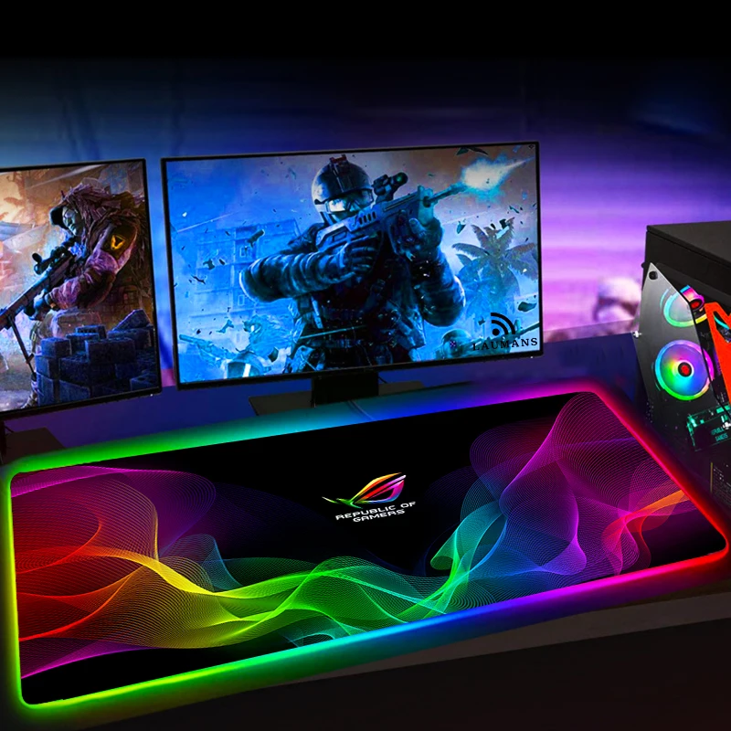 

Custom RGB Gaming Mouse Pad ROG ASUS Big Mousepad Gamer Diy Pads Speed Desk Mat Computer Deskmat Large for Pc Complete Mats