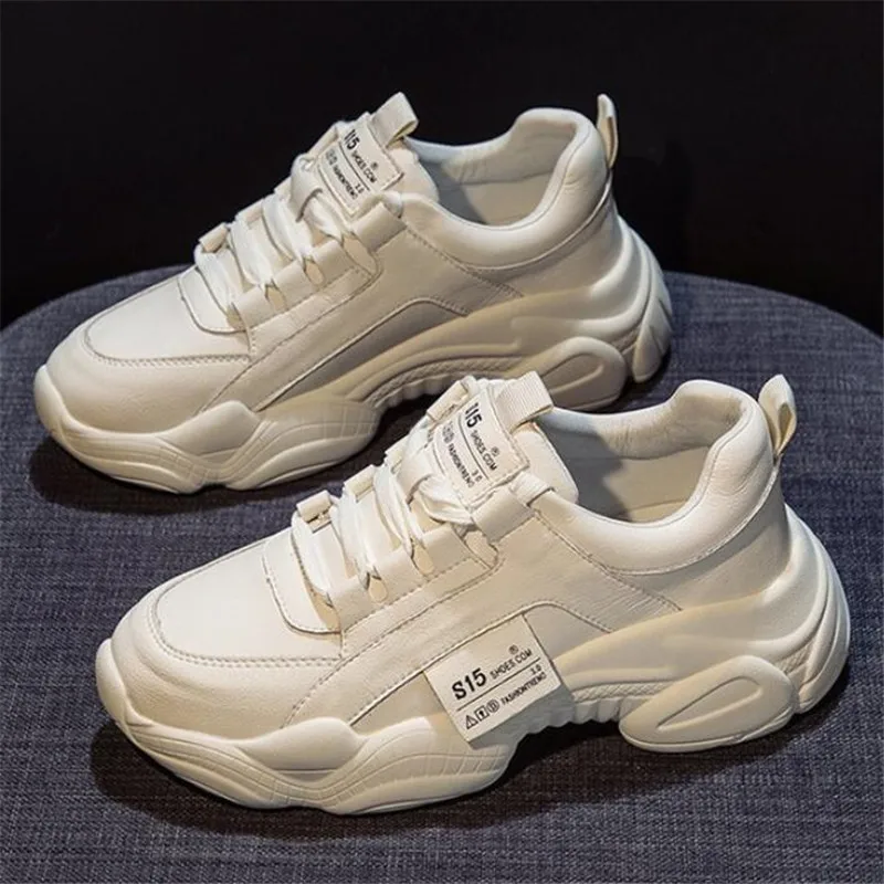 Женские кроссовки на платформе ZPXHSM модные повседневные кожаные спортивные туфли