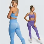 Поможет подкорректировать недостатки бесшовный комплект из 2 частей Фитнес леггинсы спортивный бюстгальтер Для женщин Йога штаны для фитнеса, спортивная одежда, контур Shuffle танцевальный наряд тренировки спагетти