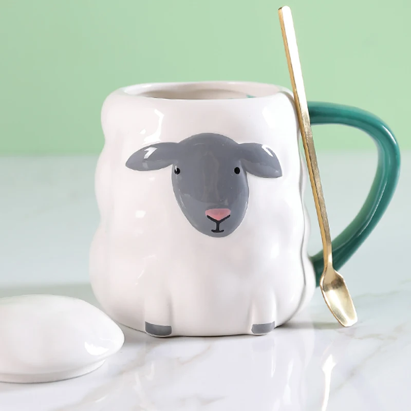 Симпатичная 3D керамическая кружка с овечьей ручной росписью милая для офиса