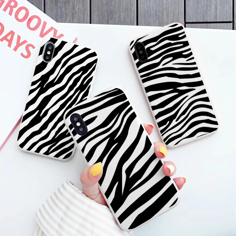 SE 2020 6S plus white Soft TPU Silicone Rubber phone case cover for iPhone 12 7 8 plus X Xs max 11 13 Pro Max XR Zebra clip art