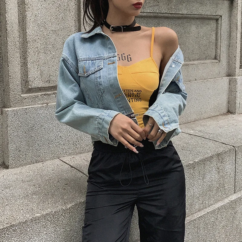New women's contrast color stitching letter printing fashion slim small vest |