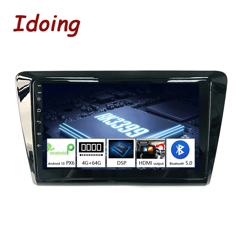 Автомобильный мультимедийный плеер Idoing 9 &quotPX6 2.5D IPS Android 10 для Skoda-Rapid 2013-2020