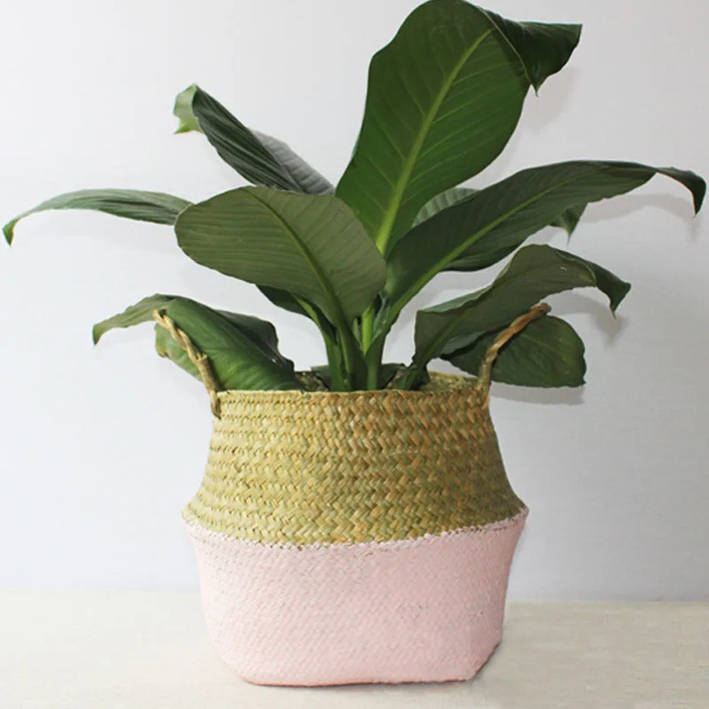 Складная корзина для белья из морских водорослей ручной работы соломенный