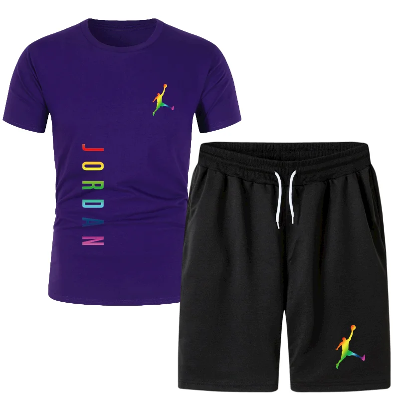 

2021 Hot-Selling Summer T-Shirt Pants Set Casual Brand Fitness Jogger Pants T Shirt Hip Hop Fashion Men's Tracksuits