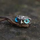 2021 Винтажное кольцо в стиле панк с милой совой для мужчин и женщин, простое дизайнерское синее кольцо в виде совы, серебристое кольцо для помолвки, ранние подарки