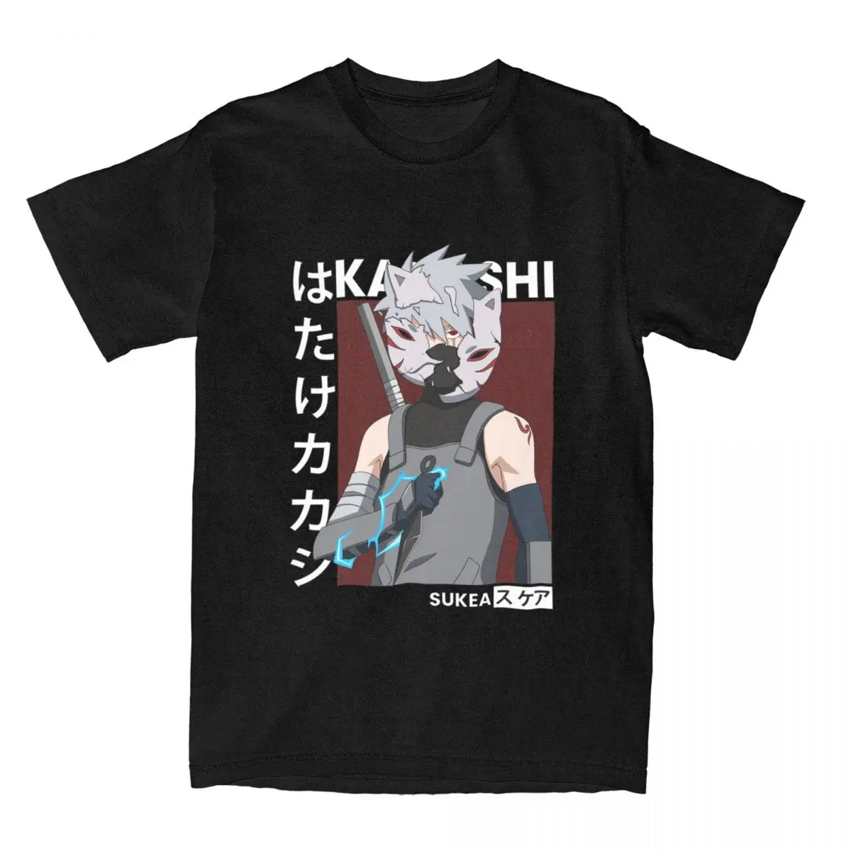 

Мужские футболки Bandai Naruto ANBU Kakashi, винтажные хлопковые футболки с коротким рукавом, Аниме футболки с круглым вырезом, одежда