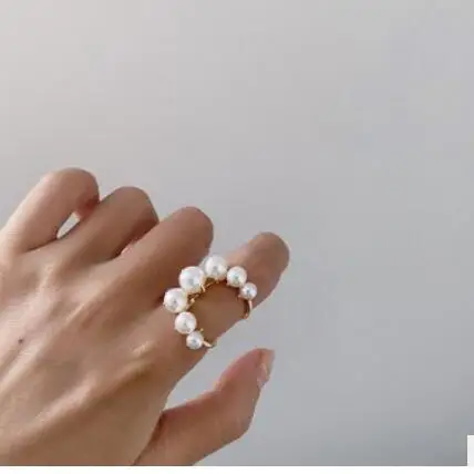 Элегантный Ретро негабаритных мульти жемчужные кольца для женщин женские