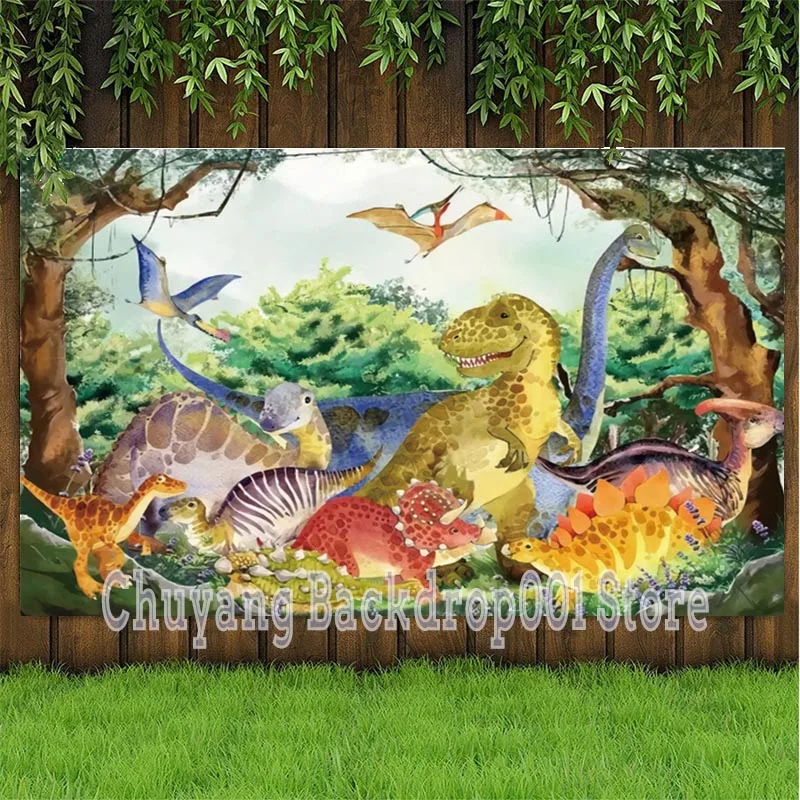 

Jurassic Park Birthday Boy Photograpy Background Dinosaur Cosplay Family Party Dinner Table Banner Decor Poster Vinyl Backdrops