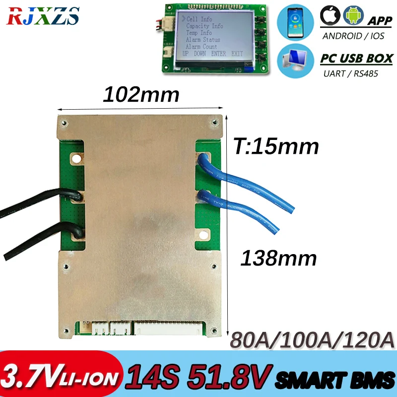 48 В 14S 120 А Bluetooth литий ионный смарт BMS с Android APP UART программный (ПК) монитор|bms pcm|pcm bmsbms