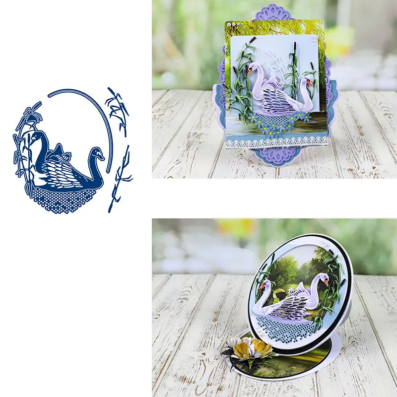 

Two Swim Swan Grass Metal Cutting Dice And Stamps Stencils For Scrapbooking Stamps Embossing Mold Diy Paper Cards Craft Cutting