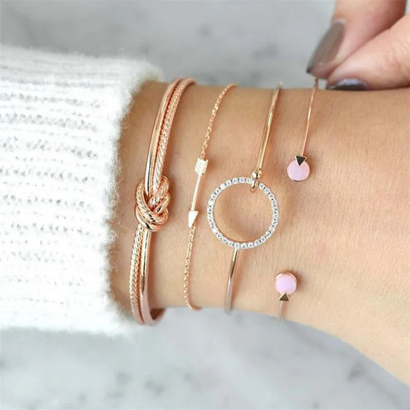 Очаровательные Романтические Розовые Кристальные открытые манжеты PICKYZ 4