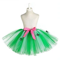 green white hawaii fluffy girls tutu skirt ballerina prom toddler skirt for kids girl clover pattern knee length christmas skirt
