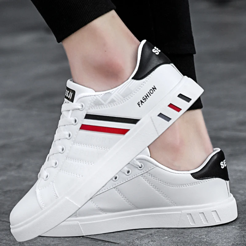 Супер классические мужские повседневные теннисные туфли простые дышащие белые