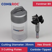 3 cutting edges 35mm carbide tipped forstner drill bit wood hole saw cutter hinge opener hex shank