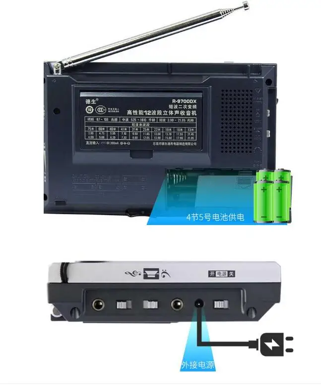 TECSUN R 9700DX FM стерео MW SW 1 10 Диапазонный ресивер Built in динамик двойной разговор