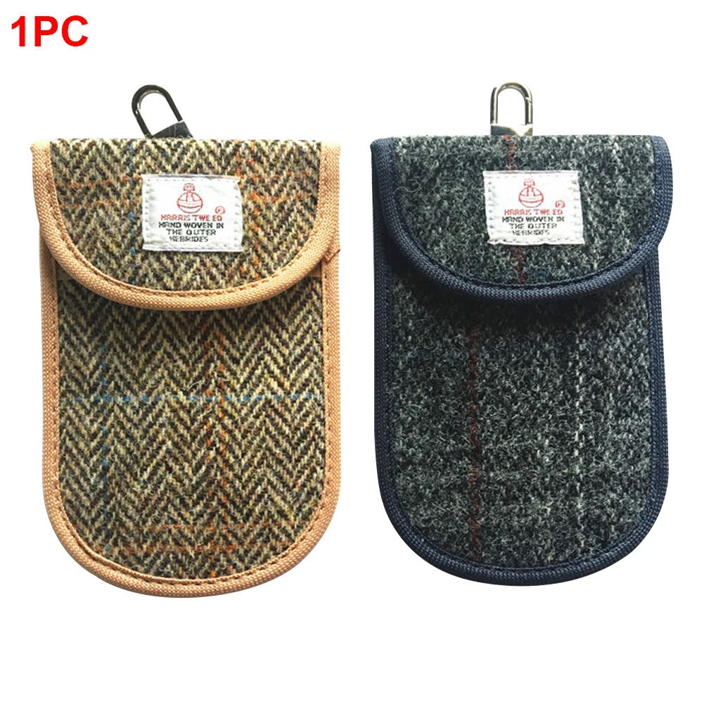Tweed Surface Protective Durable Signal Blocking Case Fob Pouch Anti-lost Car Key Bag Keyless Fashion Wallet Compact Universal | Автомобили