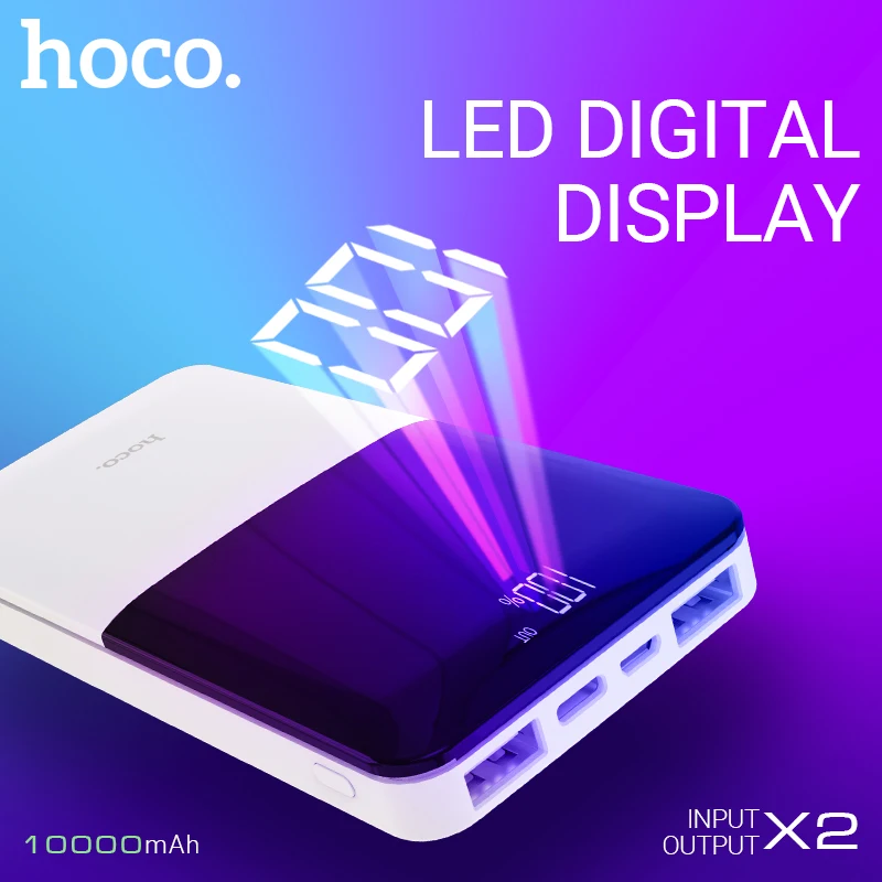 hoco внешний power bank 10000 mAh мобильный аккумулятор зарядка переносная портативный для