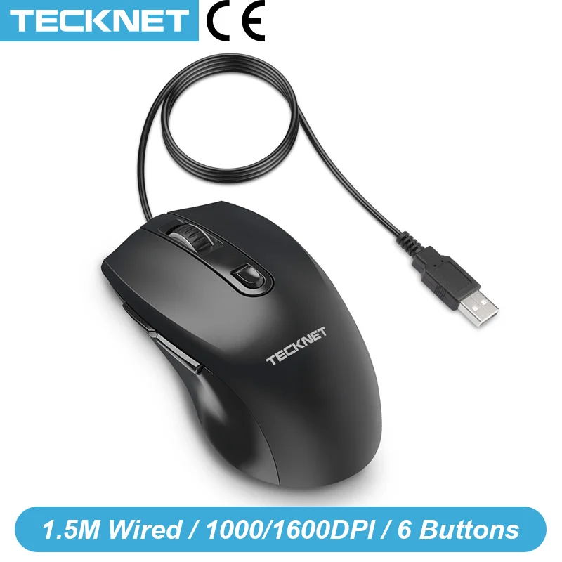 Проводная оптическая мышь TeckNet Alpha S3 6 кнопок USB для офиса бизнеса игр мыши Windows