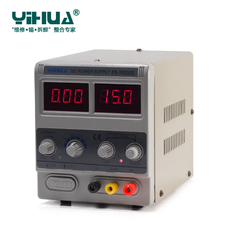 YIHUA 1502DD лаборатории Питание Регулируемый цифровой 15В 2A 0,1 V 0.01A Напряжение регуляторы телефон ремонт Мини DC Питание