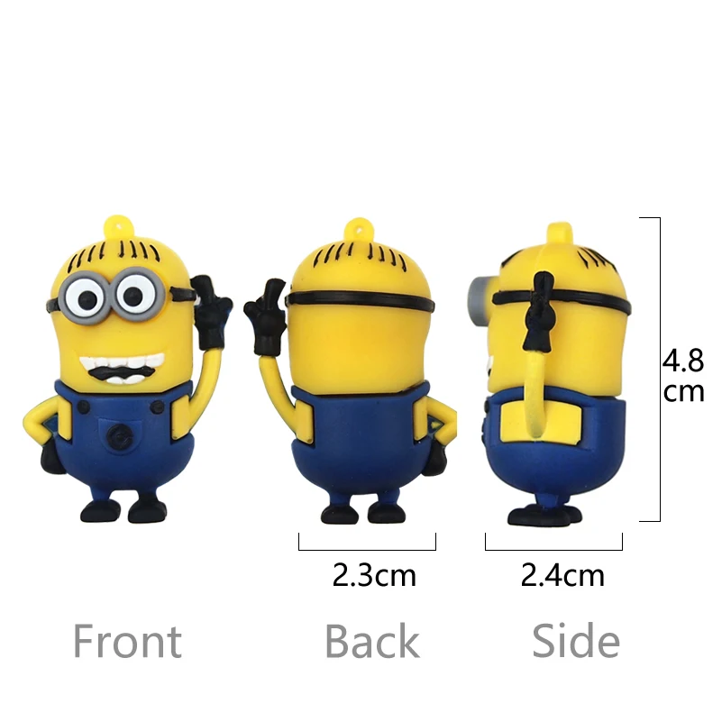 Популярный мультяшный флеш-накопитель USB с желтыми миньонами карта памяти 32 ГБ 64