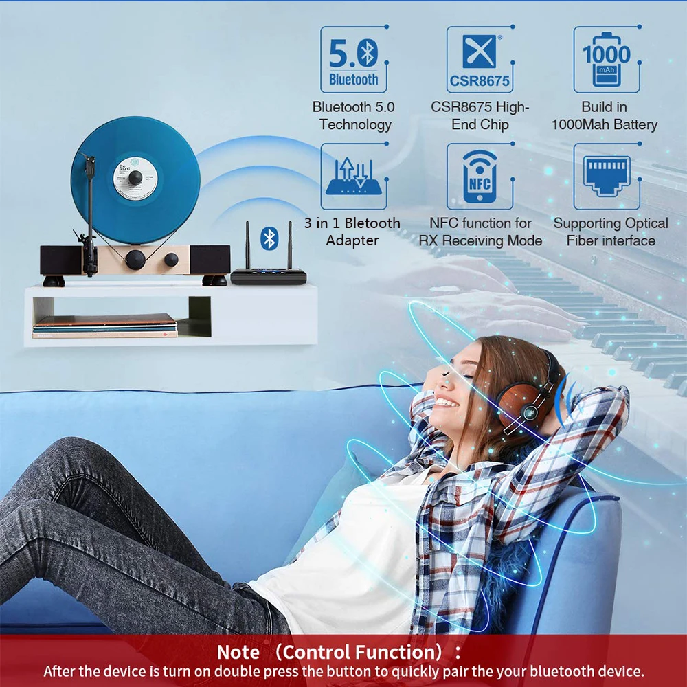 3 в 1 приемник-передатчик Bluetooth 5 0 дальнего действия NFC аудио адаптер aptX-LL HD