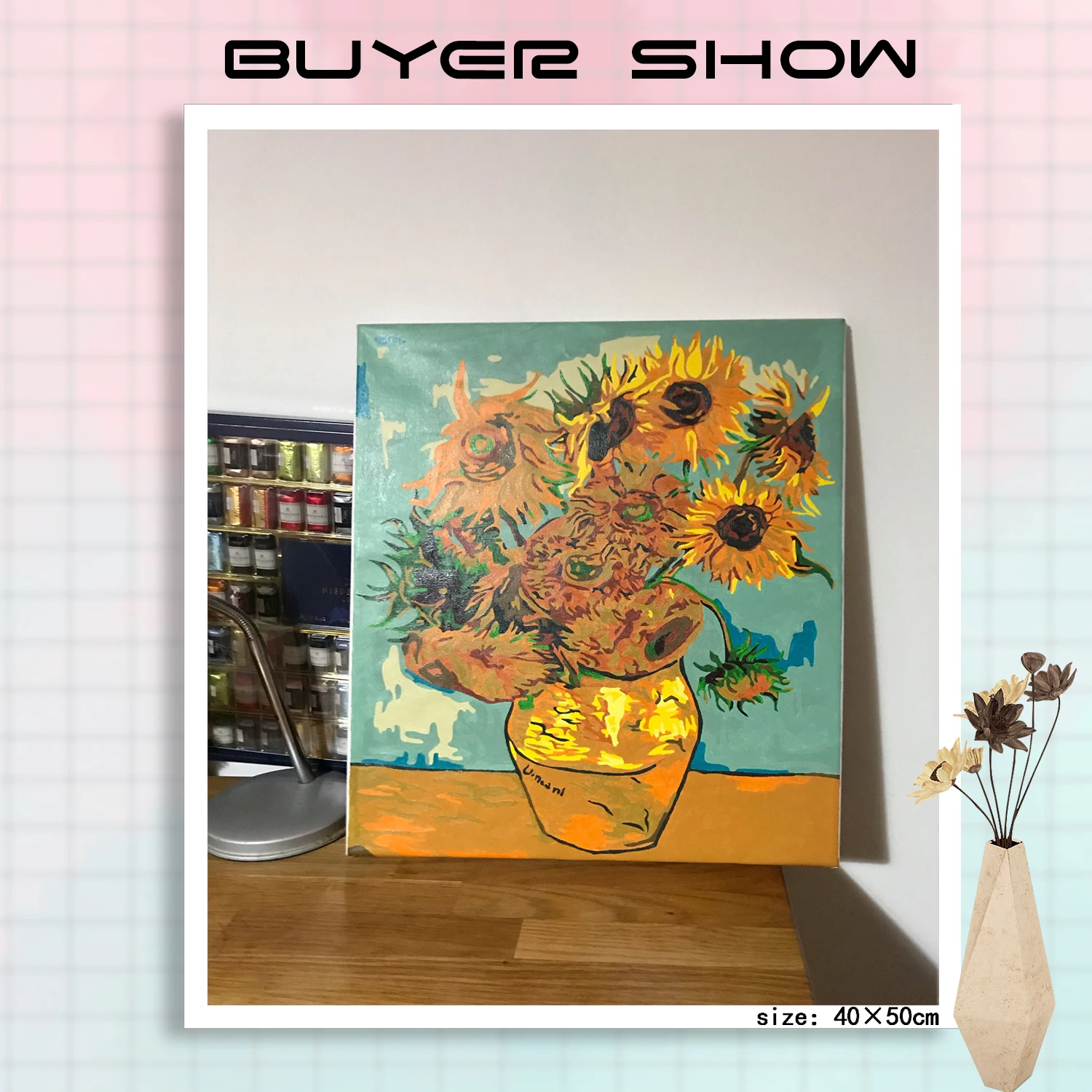 GATYZTORY Frameless Van Gogh Sunflower DIY Painting By Numbers Wall Acrylic Paint On Canvas Calligraphy For Living Room | Дом и сад