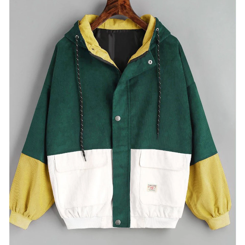 Модная осенне-зимняя верхняя одежда винтажная Вельветовая куртка Женская