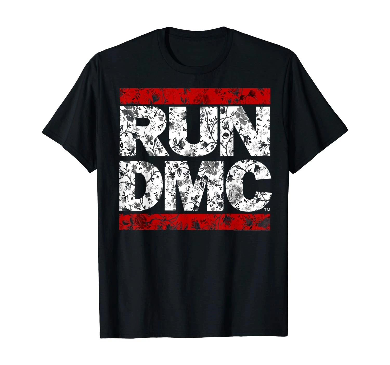 Run DMC официальный с цветочным принтом красного цвета Праздничная футболка