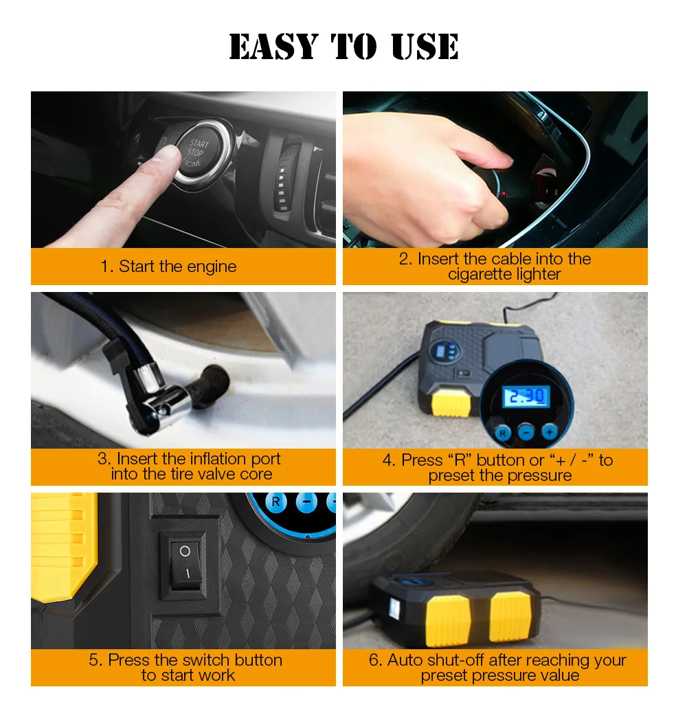12V портативный автомобильный воздушный компрессор надувной насос цифровой