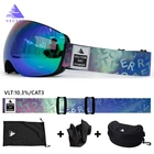 Профессиональные лыжные очки, двухслойные линзы, противотуманные, UV400, большие лыжные очки для катания на лыжах, сноуборде, мужские и женские, лыжные очки