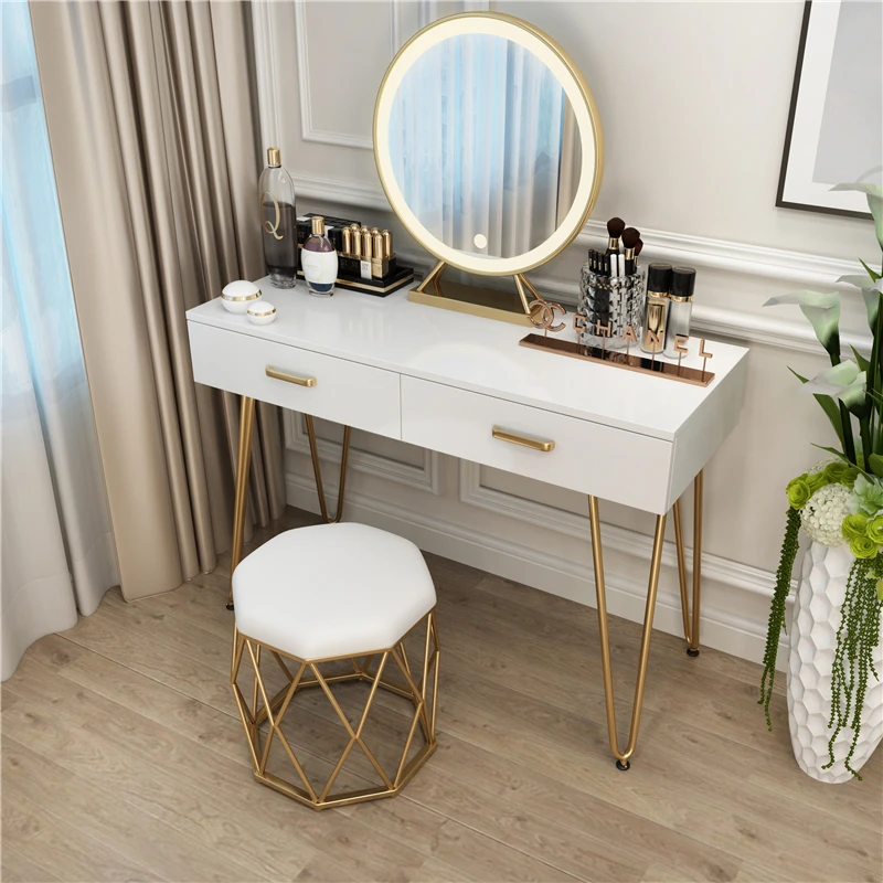 

Nordic Light Much Makeup Girl Small Family Model Bedroom Dresser Contemporary and Contracted, Wrought Iron Table of Minimalism