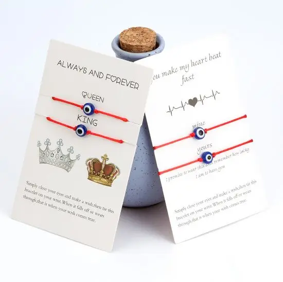 2 шт./компл. повезло глаз синий сглаза браслет с шармами красная нить веревочными