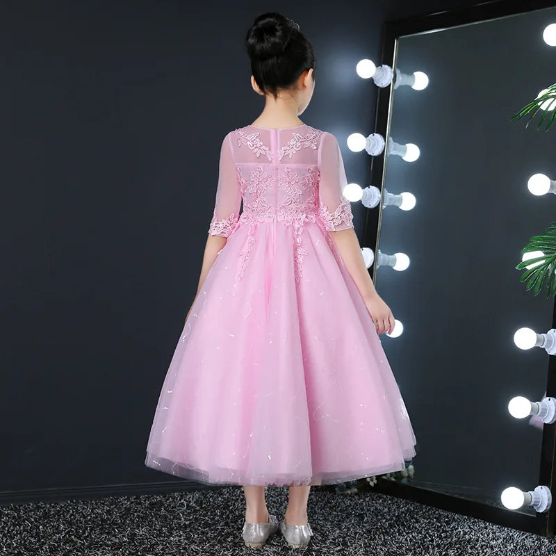 Элегантное недорогое Сетчатое платье с цветочным принтом для девочек платья