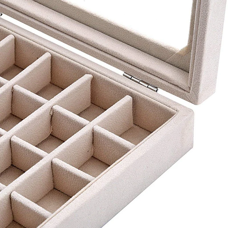 Бархатная стеклянная шкатулка для ювелирных изделий коробка хранения сережек |