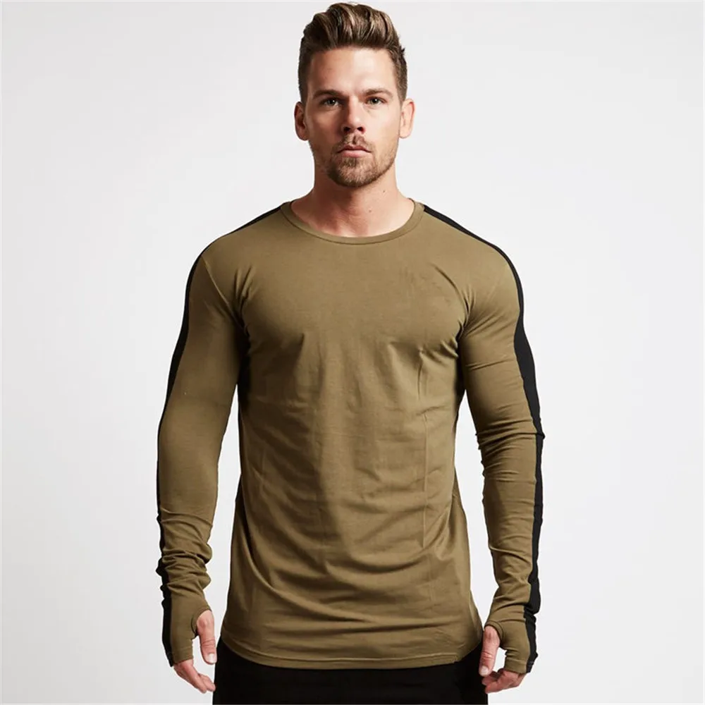

Long sleeve Cotton tshirt Running Sport T-shirt Men Gym Fitness Workout Skinny Tees Tops Spring Male Jogging Training Clothes